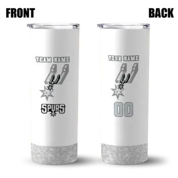 customized san antonio spurs starburst tiles silver skinny tumbler fashion forward.webp