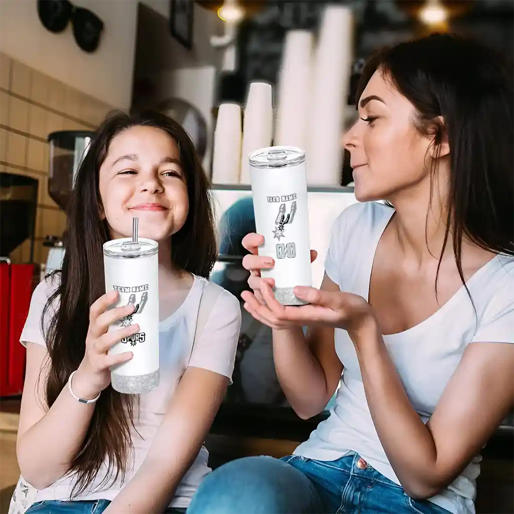 customized san antonio spurs starburst tiles silver skinny tumbler trendy.webp customized san antonio spurs starburst tiles silver skinny tumbler trendy.webp