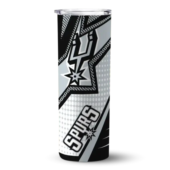customized san antonio spurs web stripes silver white skinny tumbler best selling 1.webp