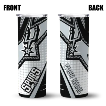 customized san antonio spurs web stripes silver white skinny tumbler fashion forward.webp