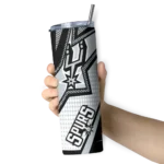 customized san antonio spurs web stripes silver white skinny tumbler best selling 1.webp