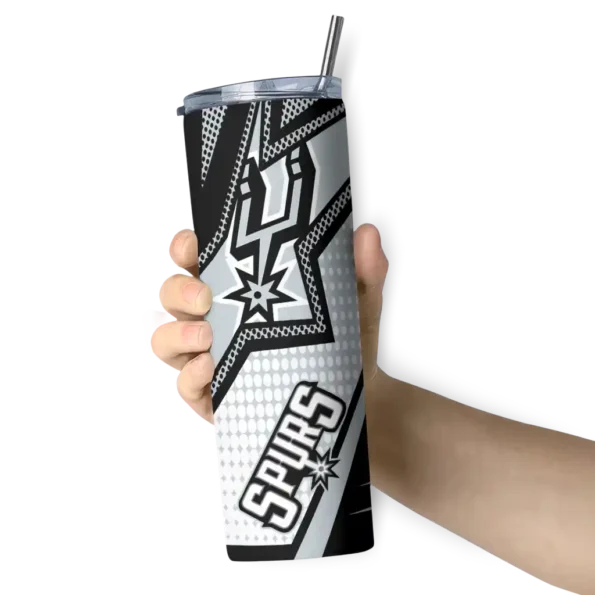 customized san antonio spurs web stripes silver white skinny tumbler premium grade.webp