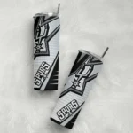 customized san antonio spurs web stripes silver white skinny tumbler best selling 1.webp
