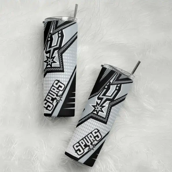 customized san antonio spurs web stripes silver white skinny tumbler top rated.webp