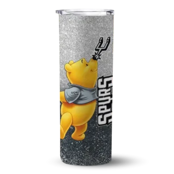 customized san antonio spurs winnie the pooh silver gray skinny tumbler best selling 1.webp