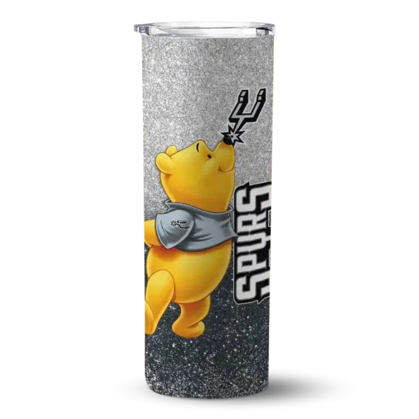 customized san antonio spurs winnie the pooh silver gray skinny tumbler best selling 1.webp