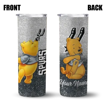 customized san antonio spurs winnie the pooh silver gray skinny tumbler fashion forward.webp