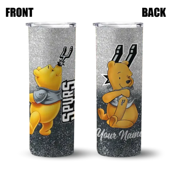 customized san antonio spurs winnie the pooh silver gray skinny tumbler fashion forward.webp