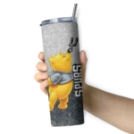 customized san antonio spurs winnie the pooh silver gray skinny tumbler best selling 1.webp