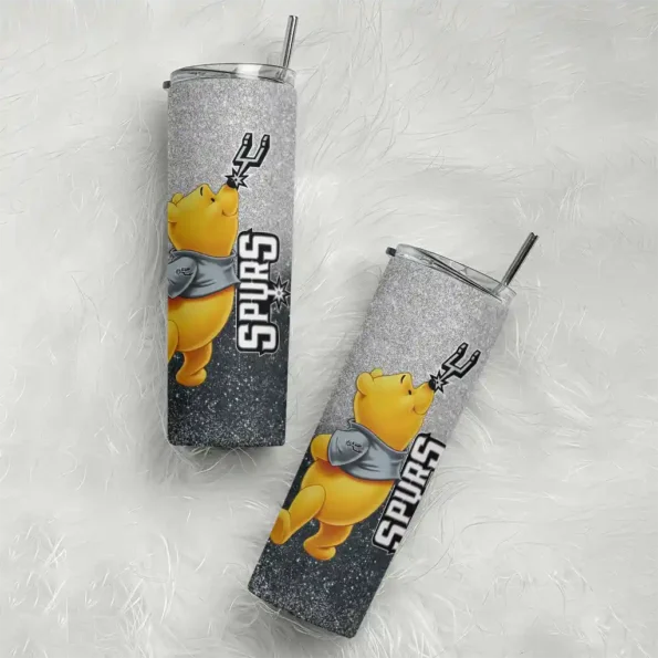 customized san antonio spurs winnie the pooh silver gray skinny tumbler top rated.webp