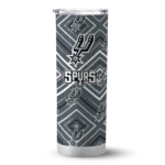 customized san antonio spurs zipper leopard silver skinny tumbler best selling 1.webp