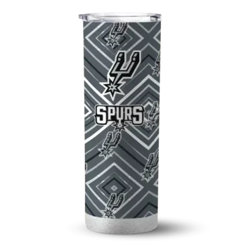 customized san antonio spurs zipper leopard silver skinny tumbler best selling 1.webp