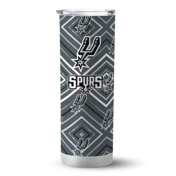 customized san antonio spurs zipper leopard silver skinny tumbler best selling 1.webp