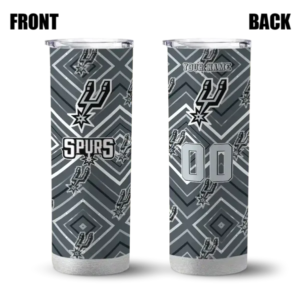 customized san antonio spurs zipper leopard silver skinny tumbler fashion forward.webp