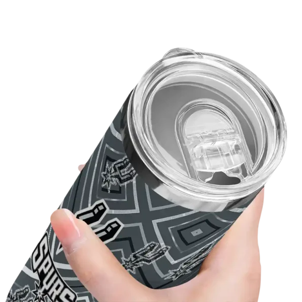 customized san antonio spurs zipper leopard silver skinny tumbler high quality.webp