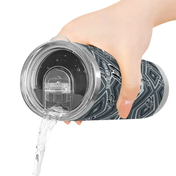 customized san antonio spurs zipper leopard silver skinny tumbler latest model.webp