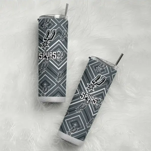 customized san antonio spurs zipper leopard silver skinny tumbler top rated.webp
