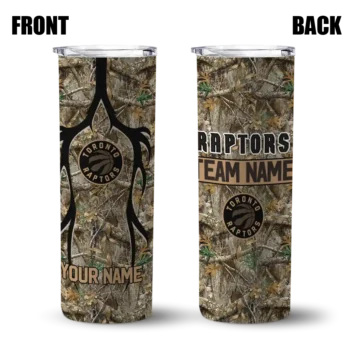 customized toronto raptors antler flow camo skinny tumbler fashion forward.webp