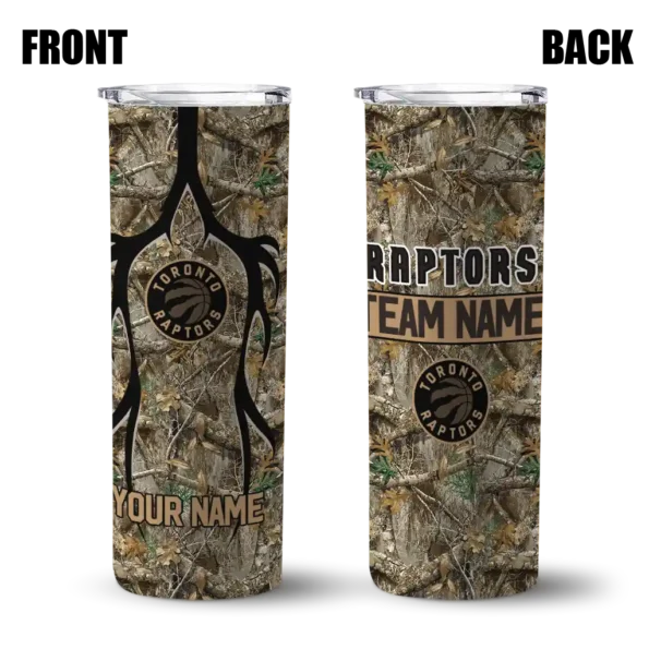 customized toronto raptors antler flow camo skinny tumbler fashion forward.webp