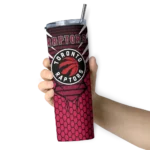customized toronto raptors chevron stripes red skinny tumbler best selling 1.webp