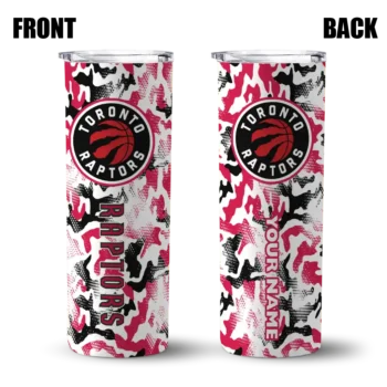 customized toronto raptors claw marks red white skinny tumbler fashion forward.webp