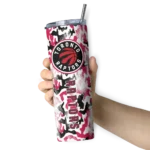 customized toronto raptors claw marks red white skinny tumbler best selling 1.webp