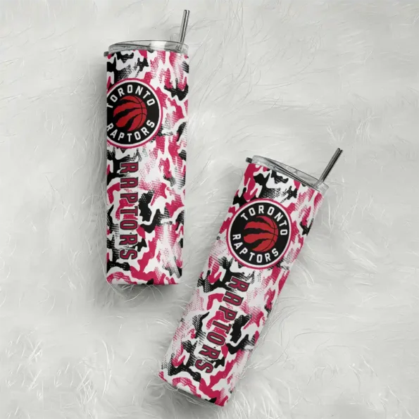 customized toronto raptors claw marks red white skinny tumbler top rated.webp