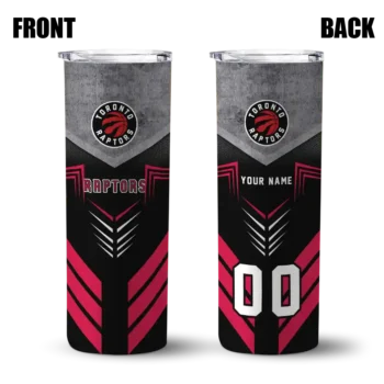 customized toronto raptors hexagon honeycomb red black skinny tumbler fashion forward.webp