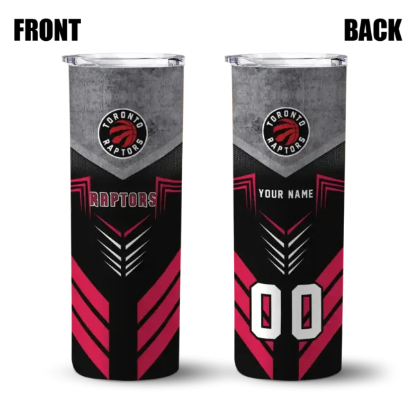 customized toronto raptors hexagon honeycomb red black skinny tumbler fashion forward.webp