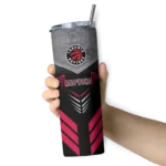 customized toronto raptors hexagon honeycomb red black skinny tumbler best selling 1.webp