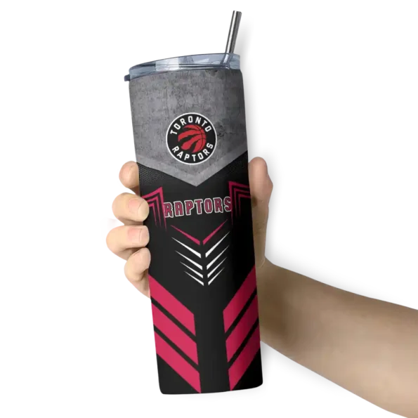 customized toronto raptors hexagon honeycomb red black skinny tumbler premium grade.webp