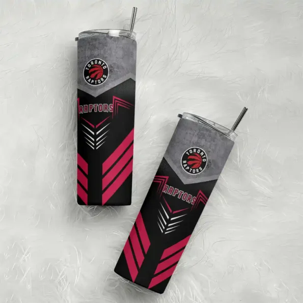 customized toronto raptors hexagon honeycomb red black skinny tumbler top rated.webp