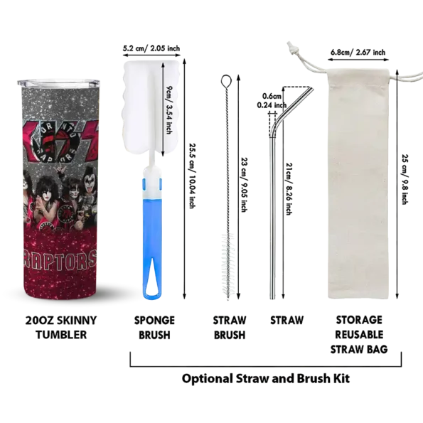 customized toronto raptors kiss band black skinny tumbler new arrival.webp