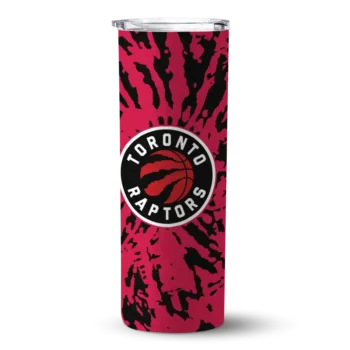 customized toronto raptors metallic grid red skinny tumbler best selling 1.webp
