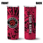 customized toronto raptors metallic grid red skinny tumbler best selling 1.webp