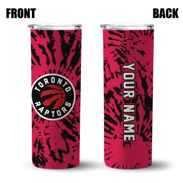 customized toronto raptors metallic grid red skinny tumbler fashion forward.webp