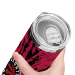 customized toronto raptors metallic grid red skinny tumbler best selling 1.webp