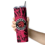 customized toronto raptors metallic grid red skinny tumbler best selling 1.webp