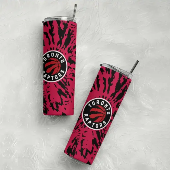 customized toronto raptors metallic grid red skinny tumbler top rated.webp