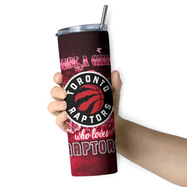 customized toronto raptors rose romance red black skinny tumbler premium grade.webp
