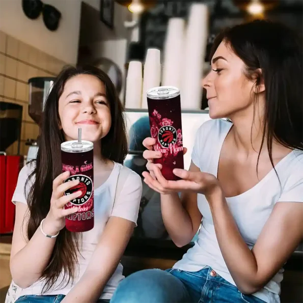 customized toronto raptors rose romance red black skinny tumbler trendy.webp