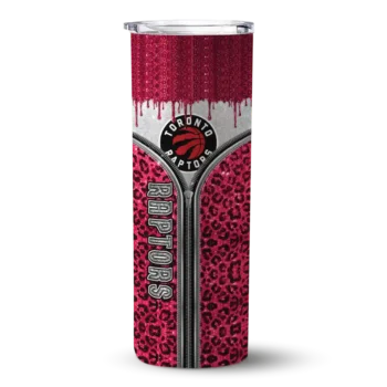 customized toronto raptors sparkle drip red skinny tumbler best selling 1.webp