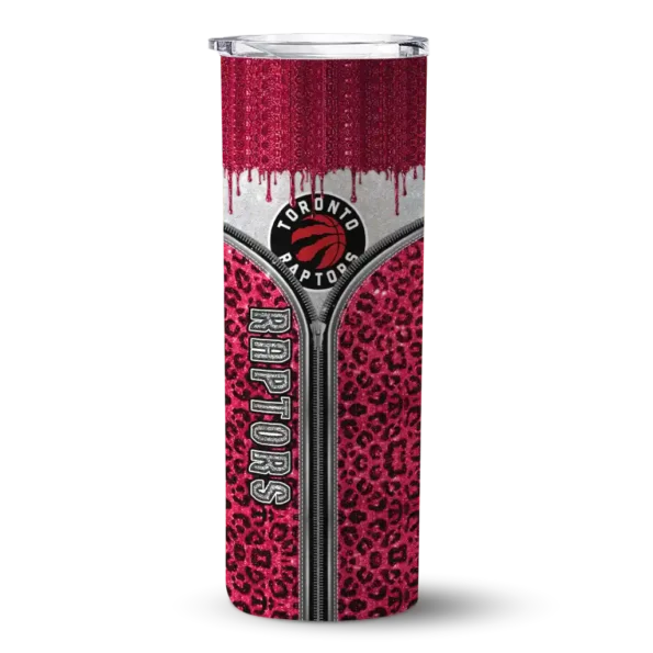 customized toronto raptors sparkle drip red skinny tumbler best selling 1.webp