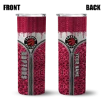 customized toronto raptors sparkle drip red skinny tumbler best selling 1.webp
