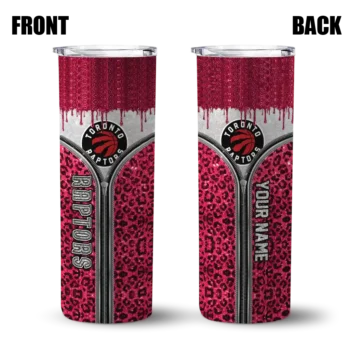 customized toronto raptors sparkle drip red skinny tumbler fashion forward.webp