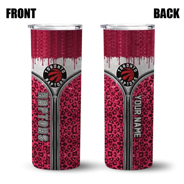 customized toronto raptors sparkle drip red skinny tumbler fashion forward.webp