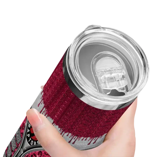 customized toronto raptors sparkle drip red skinny tumbler high quality.webp