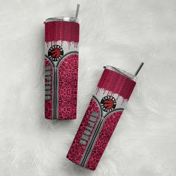 customized toronto raptors sparkle drip red skinny tumbler top rated.webp