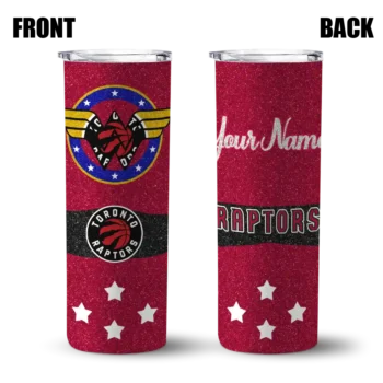 customized toronto raptors star cluster red skinny tumbler fashion forward.webp