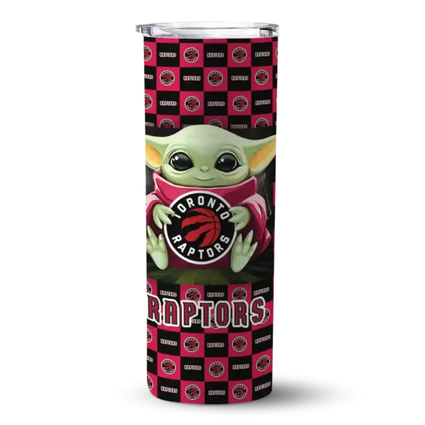 customized toronto raptors yoda cozy red black skinny tumbler best selling 1.webp